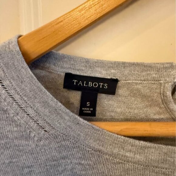 Women Talbots Lightweight Gray Flamingo Tie Back Long‎ Sleeve Sweater-Size Small - Picture 10 of 10